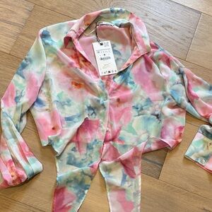 Zara Multicolor Tie-Dye Blouse